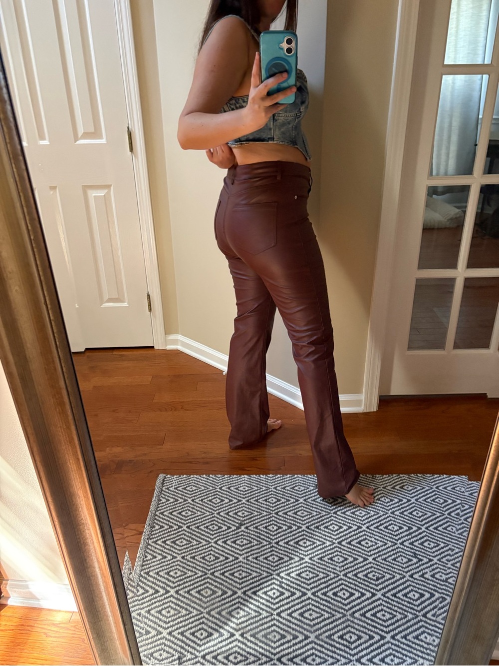 Pilcro The Yaya Midrise Faux Leather Bootcut Jeans - Burgundy Size 29 - Picture 10 of 10
